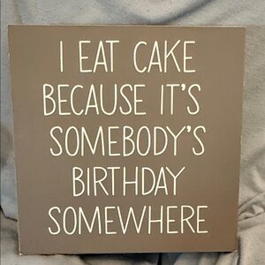 Neutral Brown Birthday Cake Sign - Decorative Wall Art